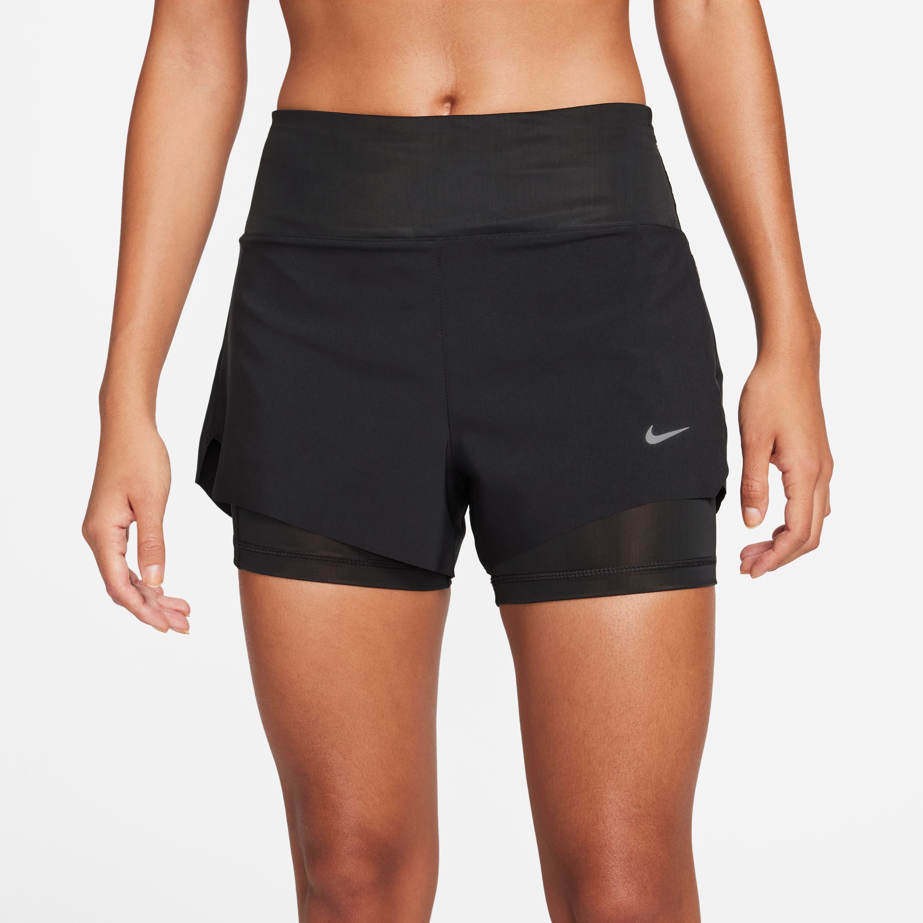 Nike W Nk Swift Df Mr 3In 2N1 Short Pantaloneta negro de mujer para correr