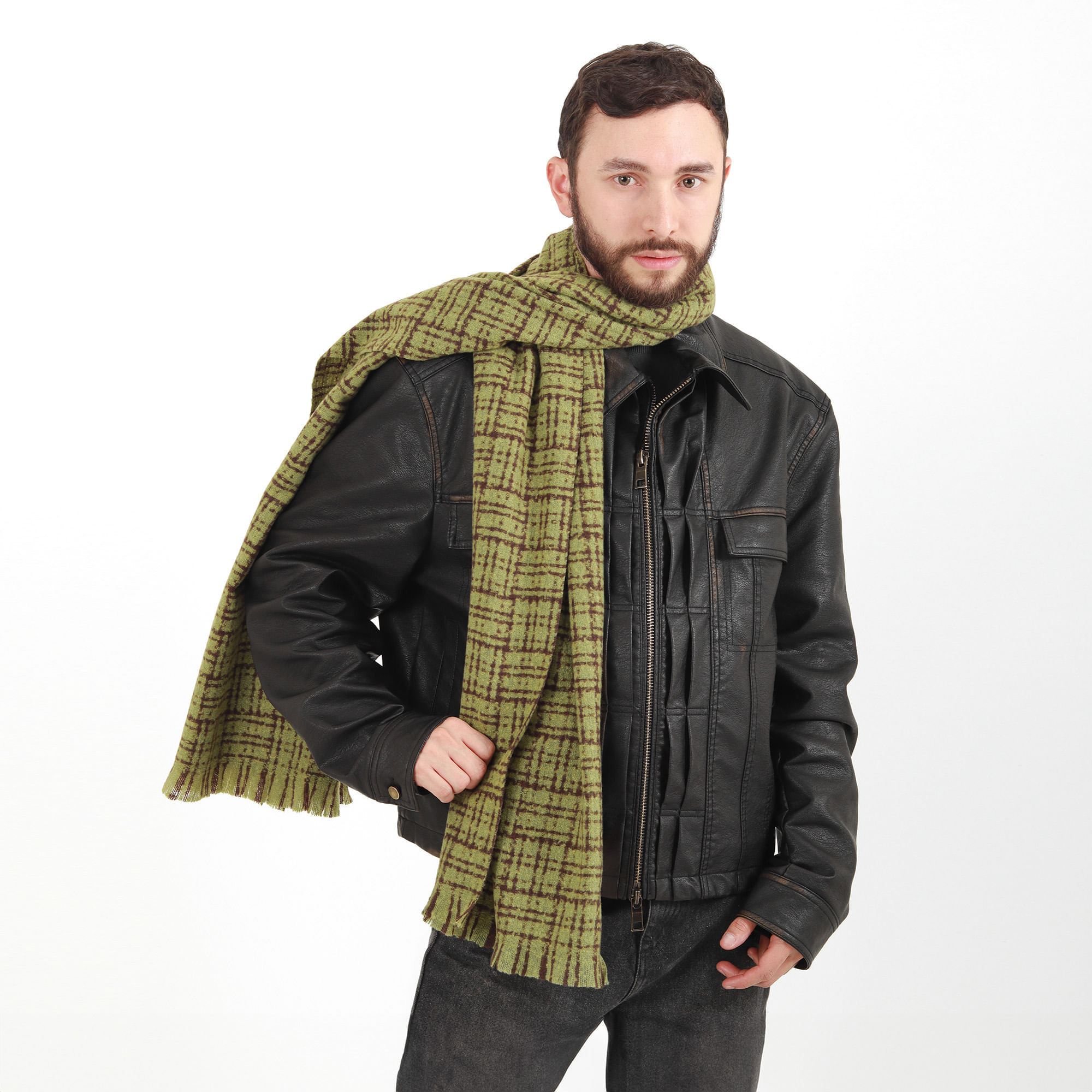 Bufanda Unisex Cuadros Verde