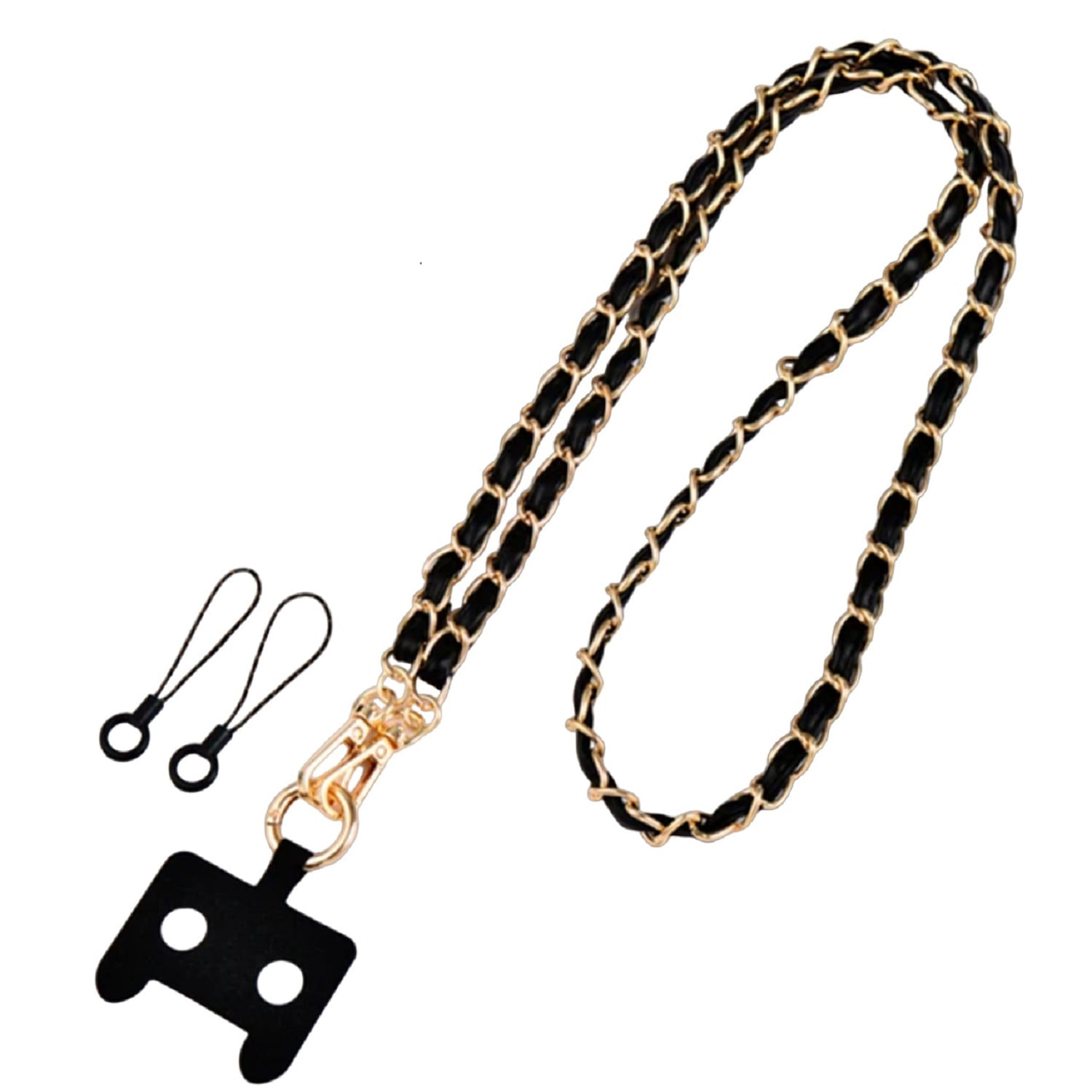 Cordon Cadena Trenzada Celular Phone Yard Negro/Dorado