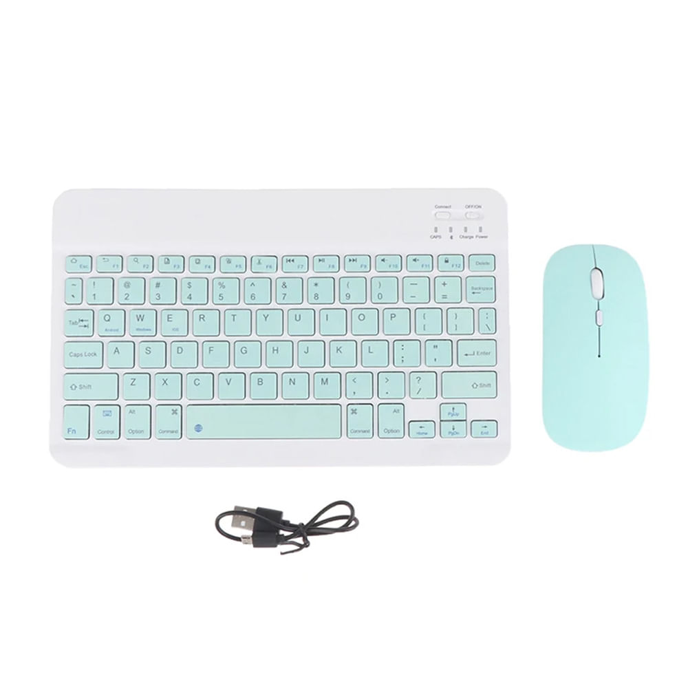 Mouse Raton Teclado Bluetooth Inalámbrico Recargable Azul
