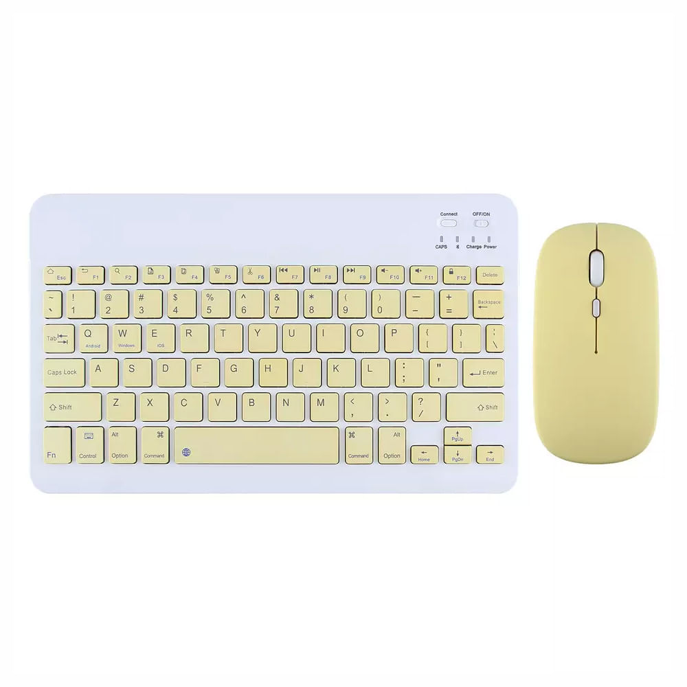 Combo Mouse Teclado AN-030 Bluetooth Recargable Amarillo