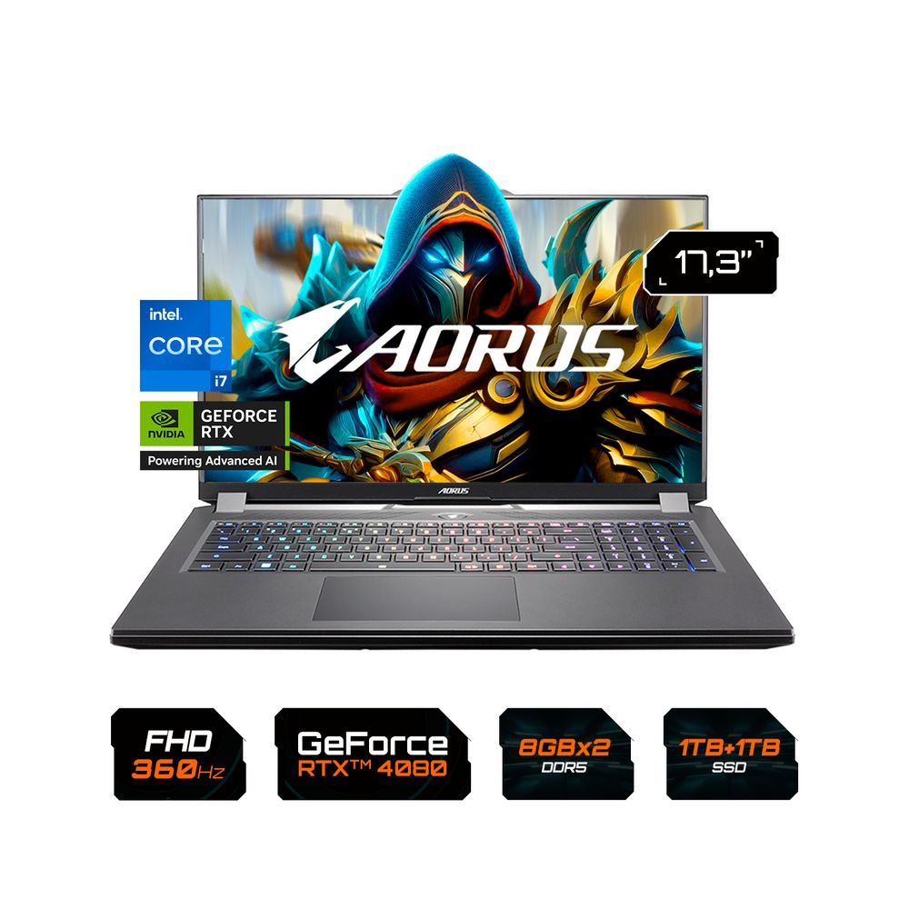 Portatil Gaming GIGABYTE AORUS Intel Core i7 13700H RAM 16 GB 2 TB SSD AORUS 17H