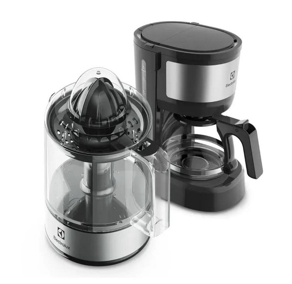 Cafetera 4 Tazas y Exprimidor Elect  4 Tazas Plateado Inox ECM10+ECP10