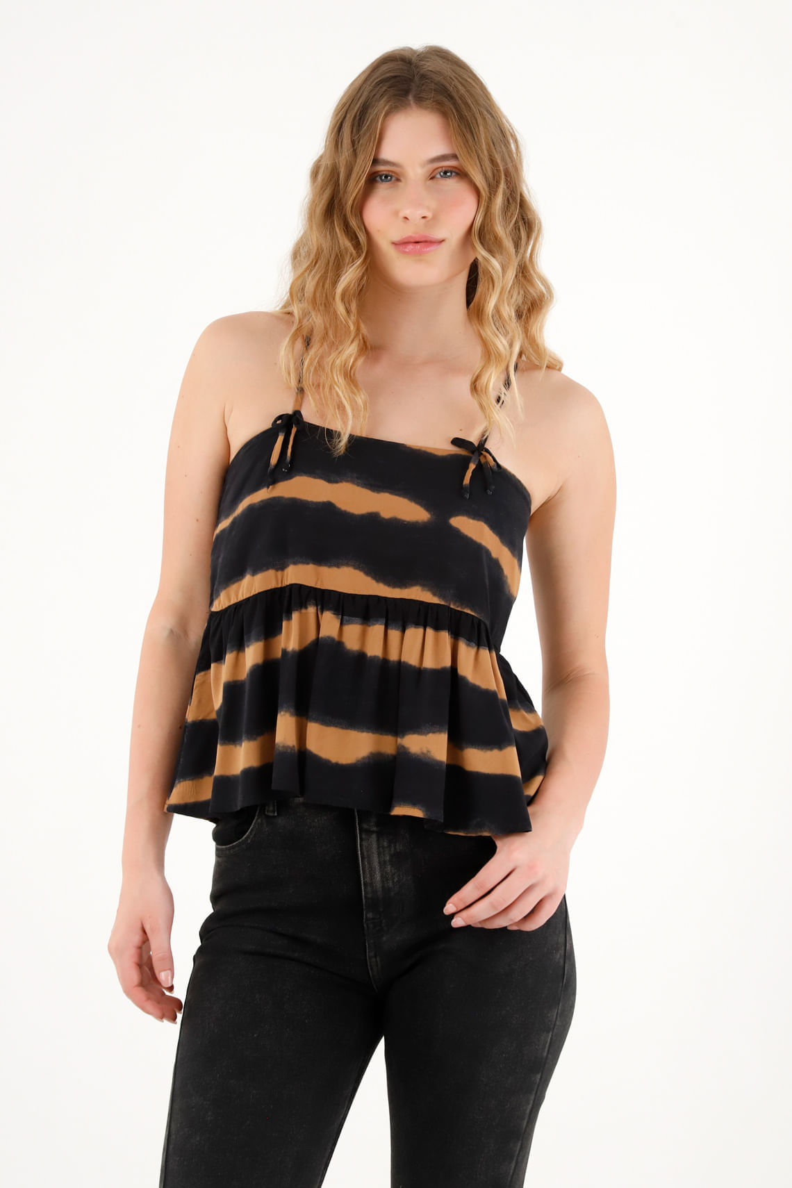 Camisa de tiras con estampado tie dye para mujer