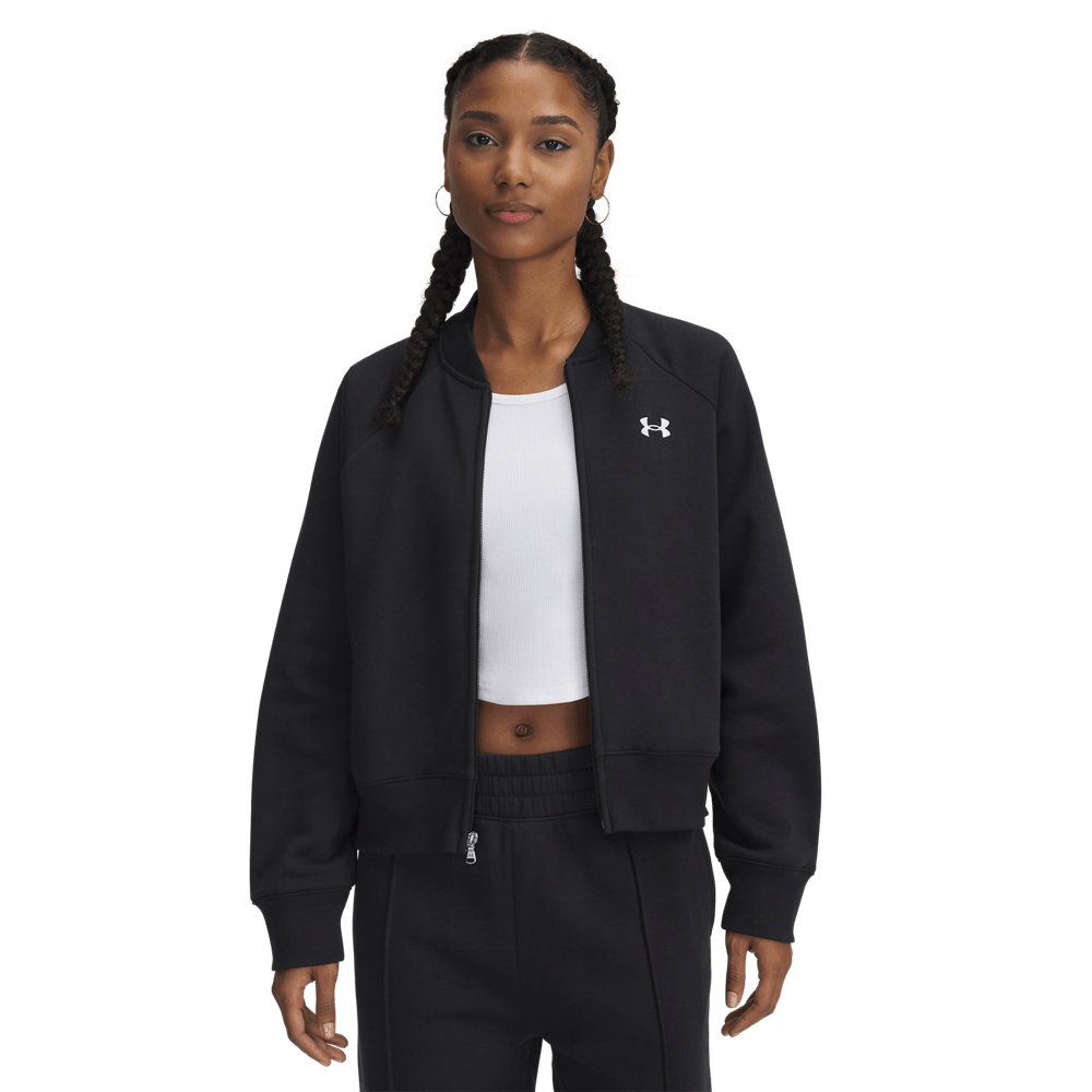 UA Rival Fleece Bomber Hoodie negro de mujer lifestyle