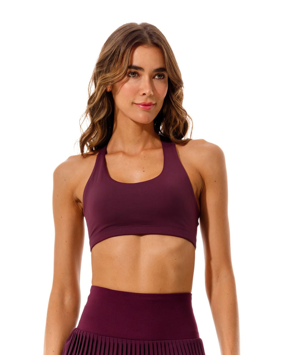 Top Deportivo Tiras Cruzadas, Color Uva Para Mujer
