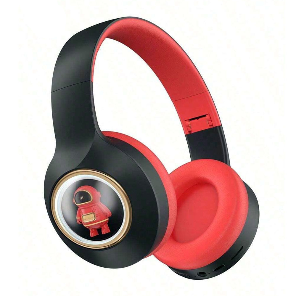 Audifonos Bluetooth Diseño Astronauta Diadema Plegable Negro/Rojo