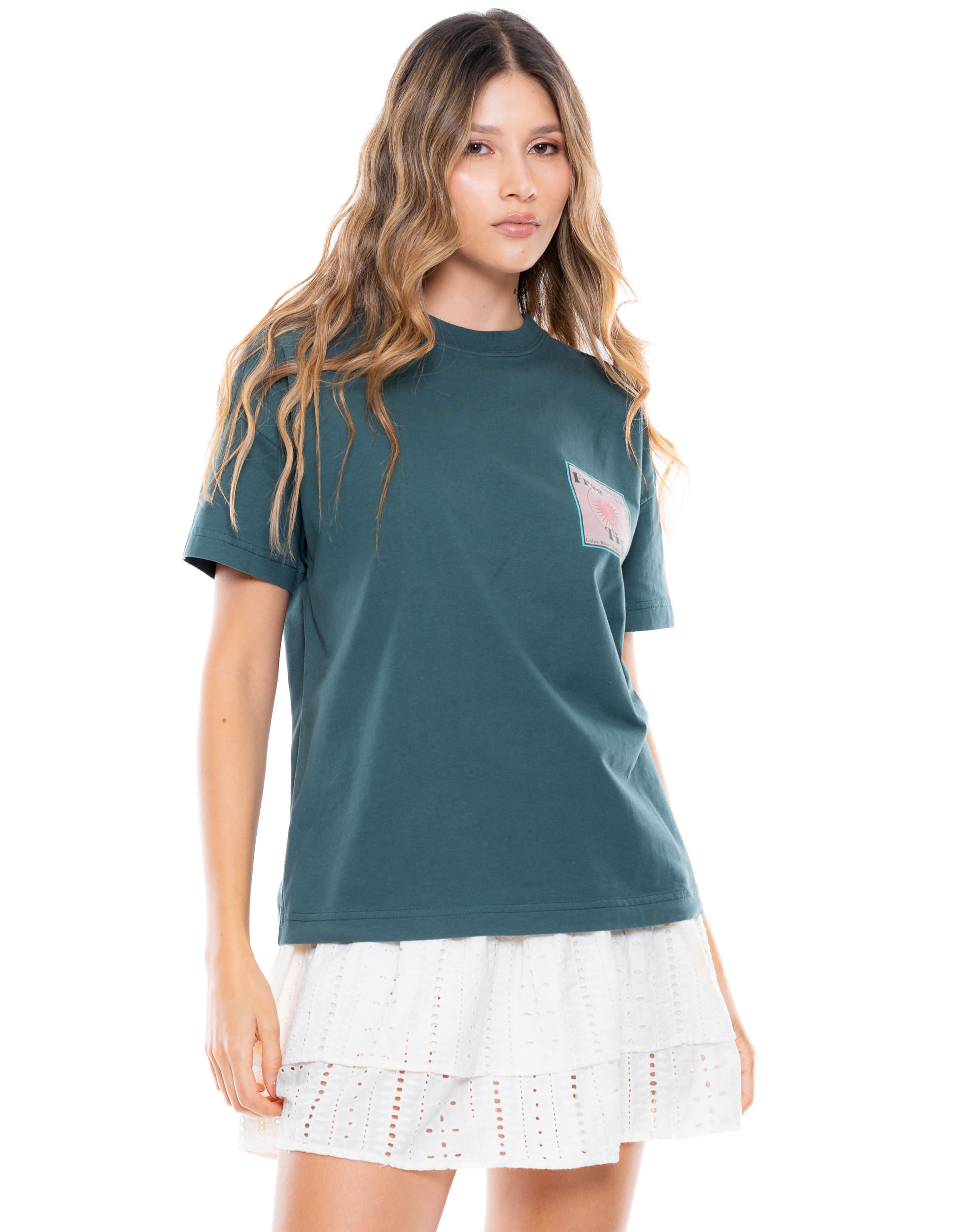 Camiseta Manga Corta Con Estampado Punto Corazón