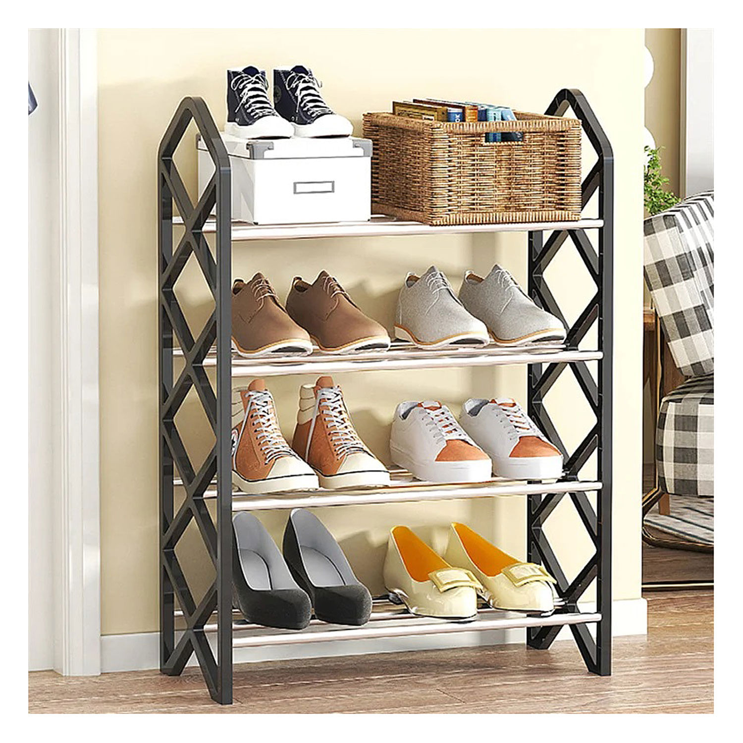 Zapatero 4 Niveles 6615 Organizador Ajustable Diseño X Practico Ng