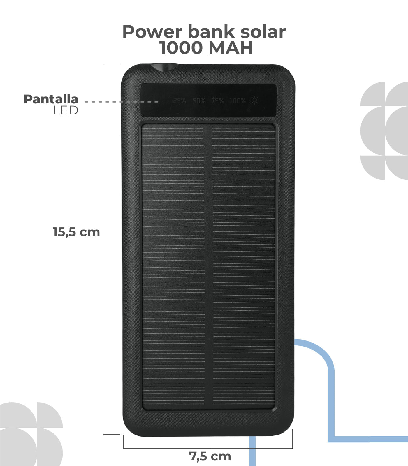 Power Bank Solar 10000 Negro 2A