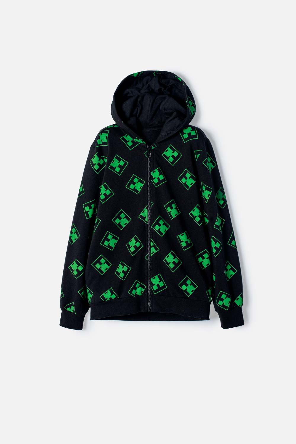 Buzo de Minecraft con cierre negro y verde para niño