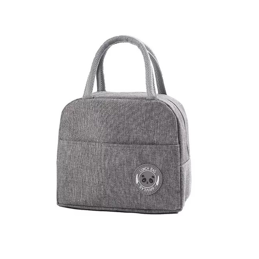 Lonchera Bolsa Termica Impermeable Cremallera  Portatil Lavable Gris