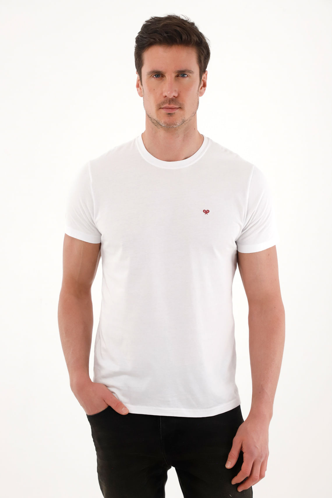 Camiseta con estampado en espalda blanca para hombre