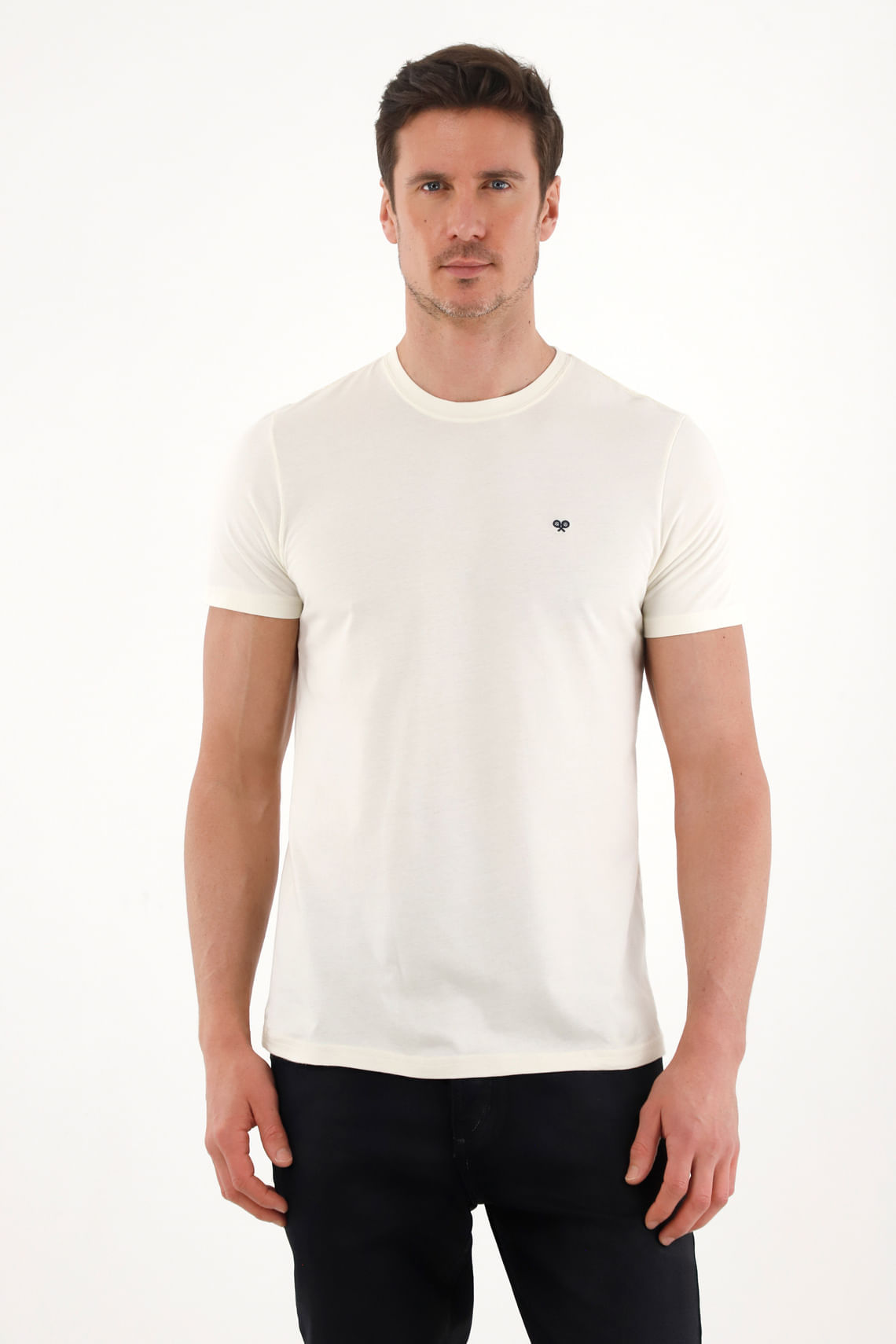 Camiseta con cuello redondo estampada crudo para hombre