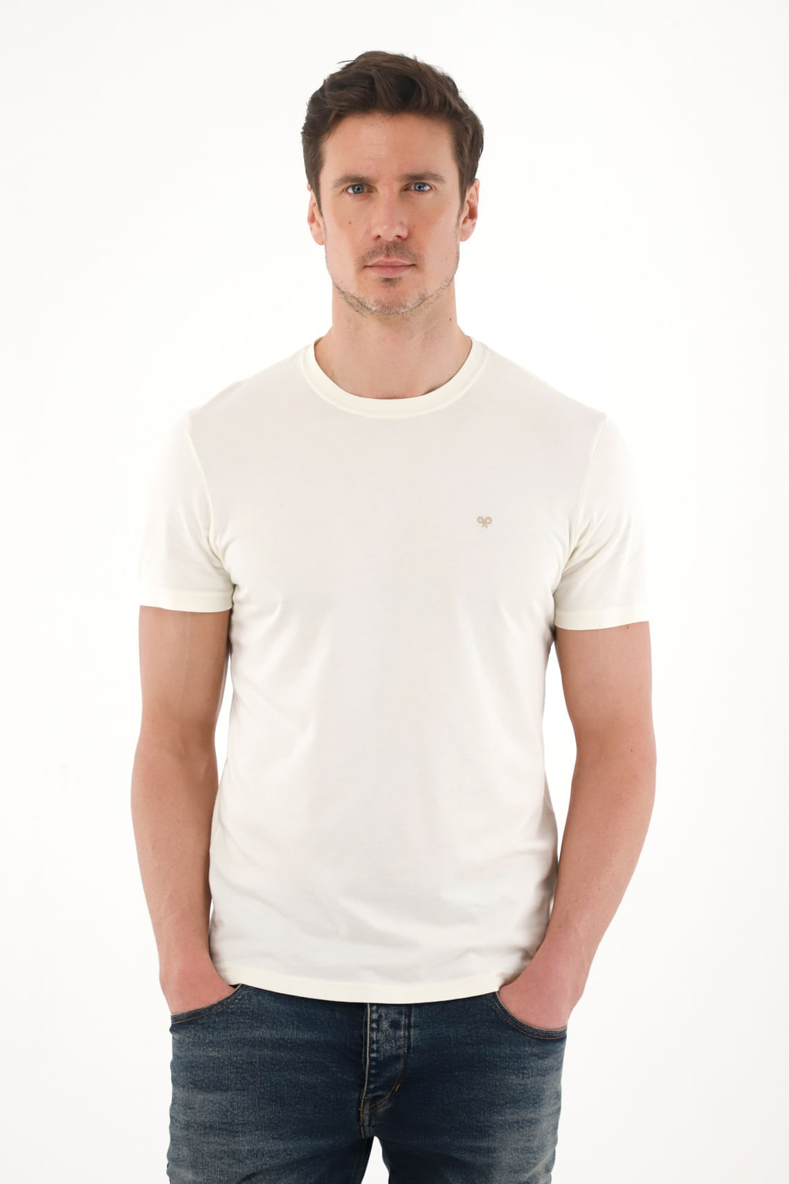 Camiseta con estampado en espalda crudo para hombre