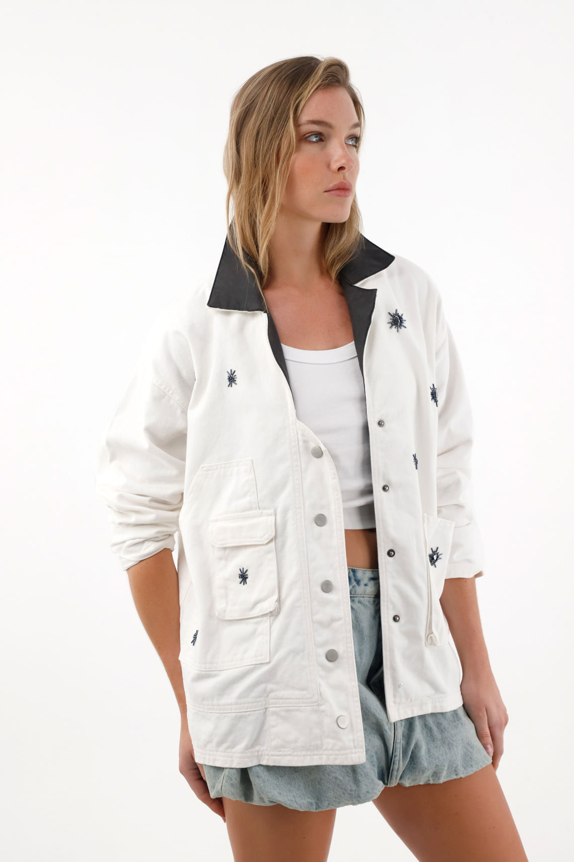 Abrigo largo oversize crudo para mujer