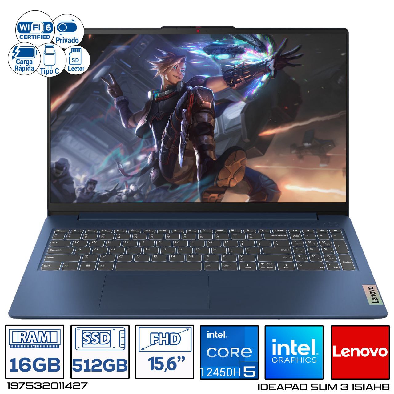 Computador Portatil Lenovo 15IAH8 Intel Core i5-12450H Ram 16GB - 512GB 15,6 FHD