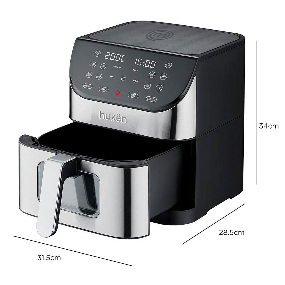Freidora De Aire Easy View 6L HUKEN 6L Digital Acero y negro MKAF6WT