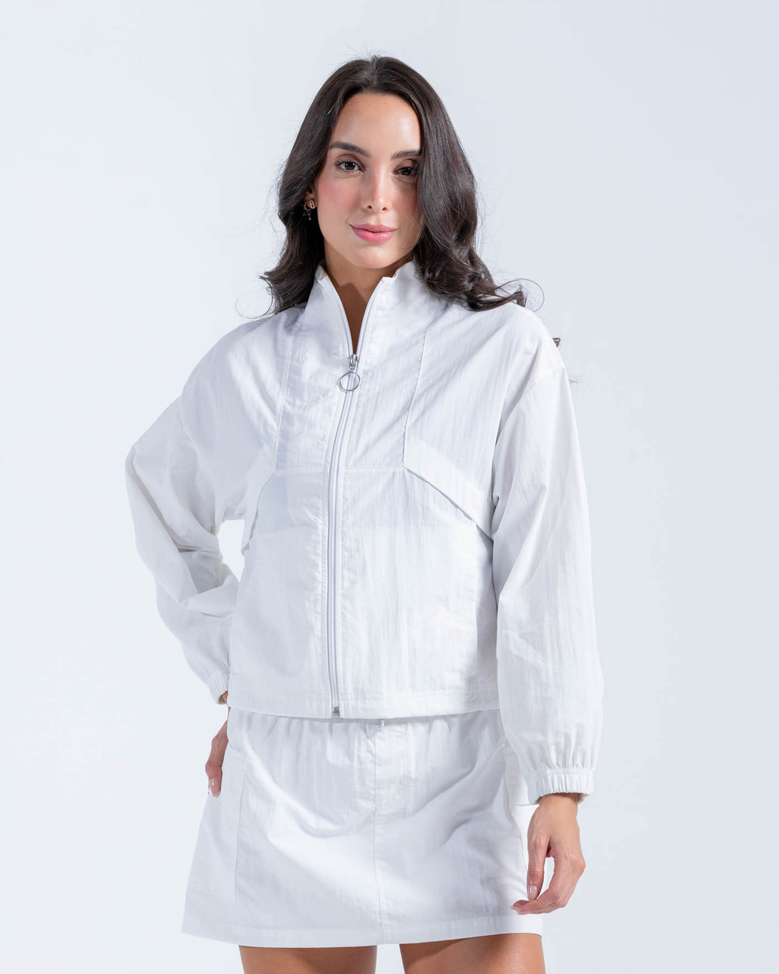 Chaqueta Con Bloques,  Color Blanco Para Mujer
