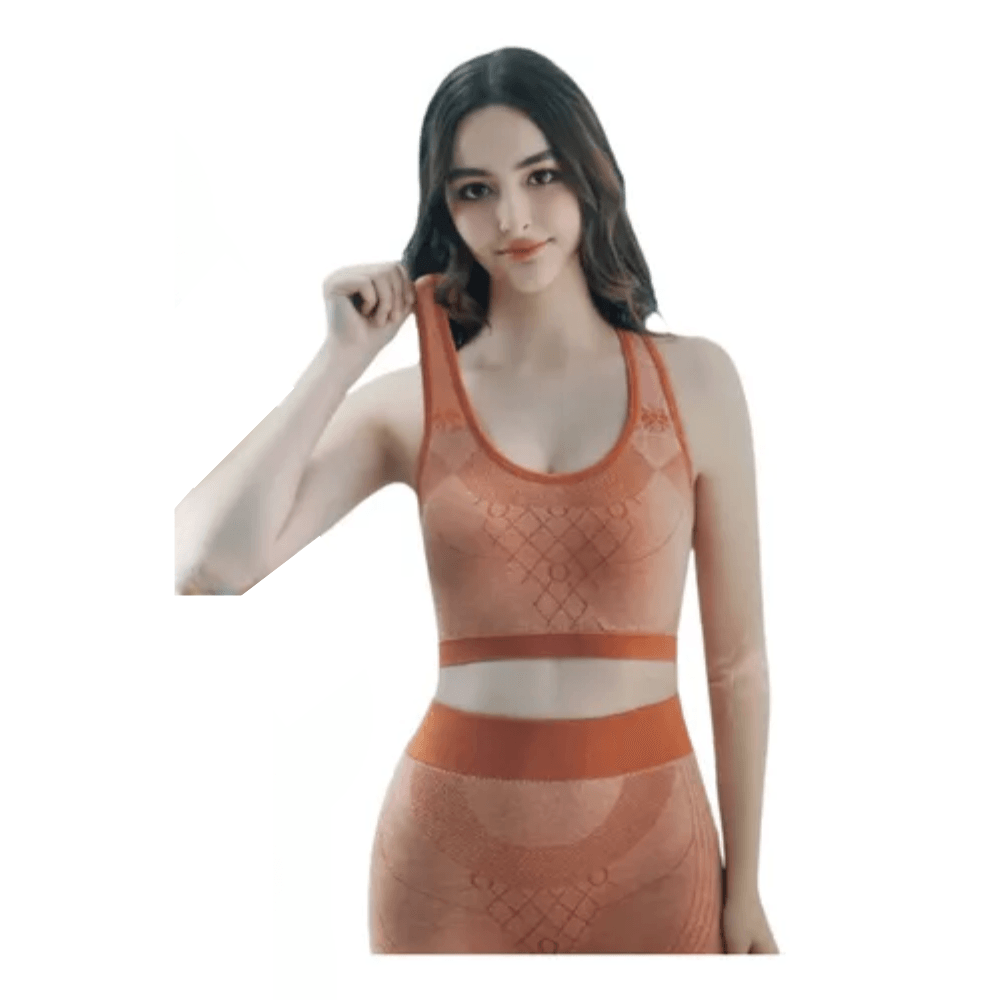 Conjunto Deportivo Sujetador Pantaloneta Entrenamiento Mujer Elasticado Durazno