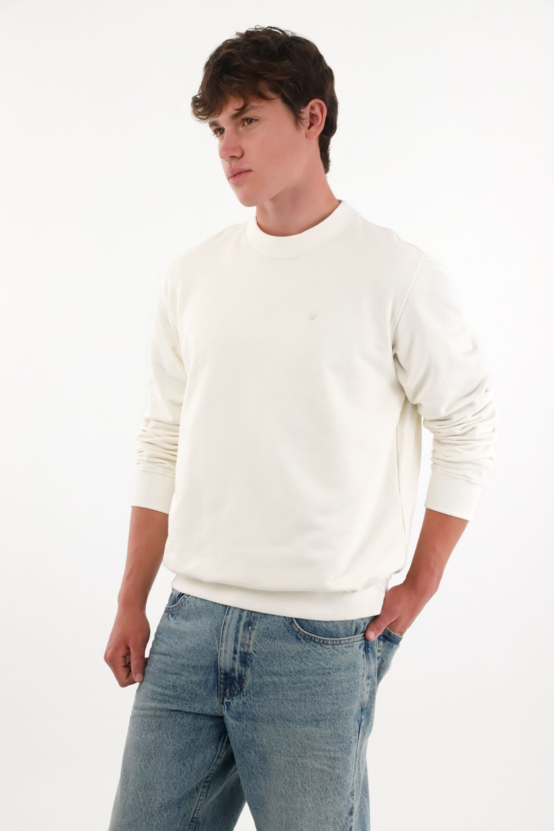 Buzo de diseño cerrado manga larga crudo para hombre