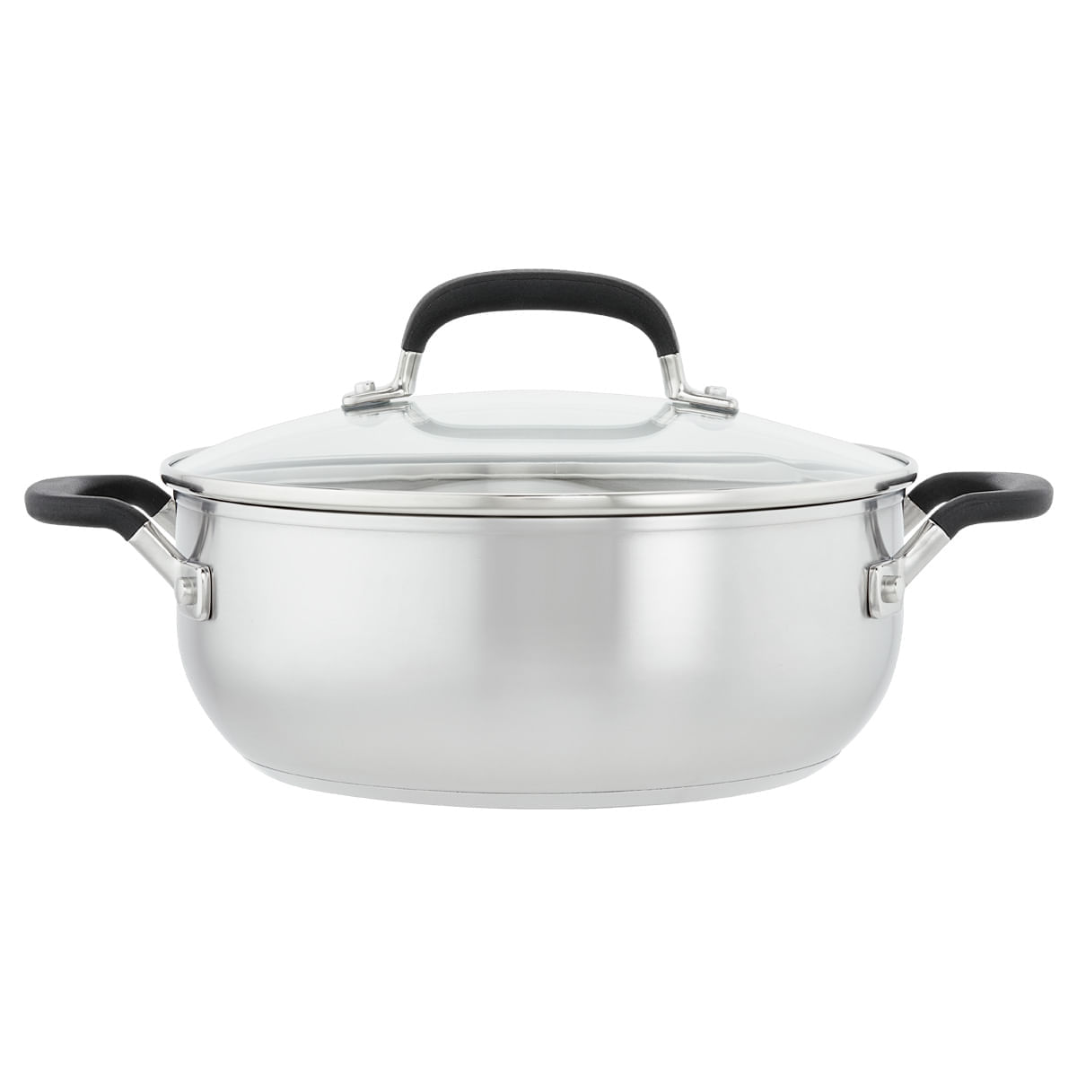Olla 24cm acero inoxidable, tapa de vidrio templado, placa de inducción. KitchenAid