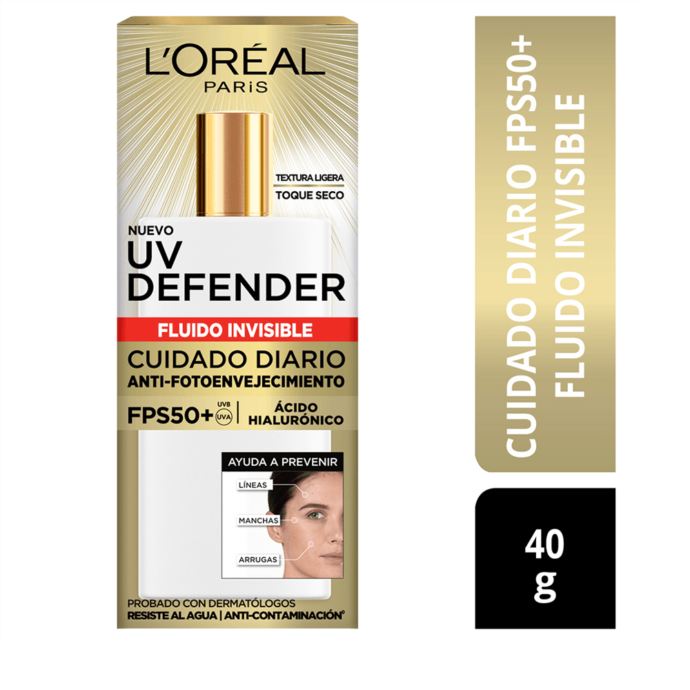 Protector Solar L'Oréal París UV Defender Fluido Invisible FPS50 X 40g