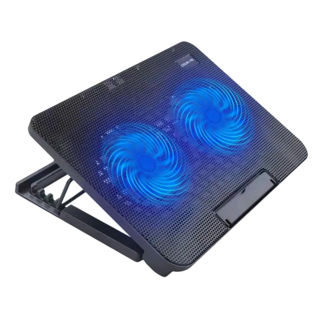 Base Refrigerante Pc Portatil Graduable 5 Niveles 2 Ventiladores Negro