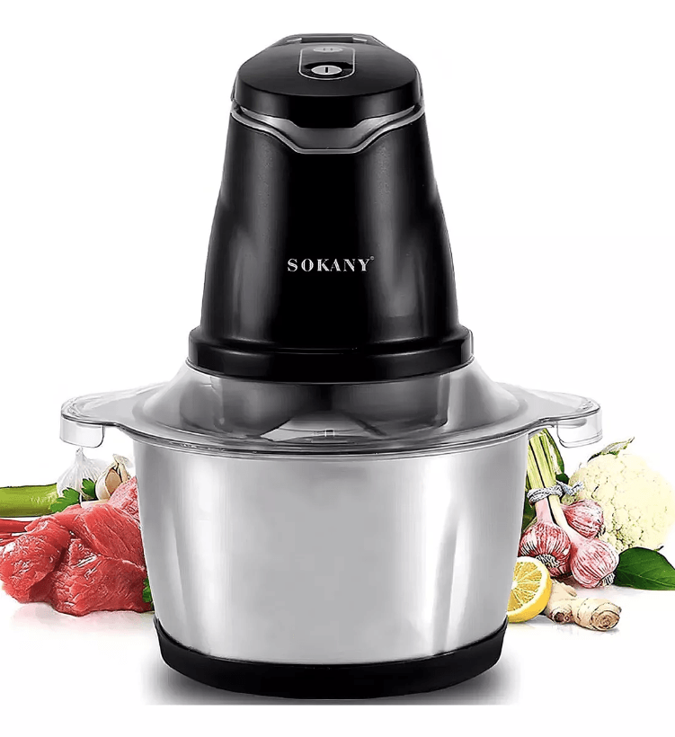 Picadora Eléctrica Sokany Procesador De Alimentos Color Plateado Picatodo 2 Lt