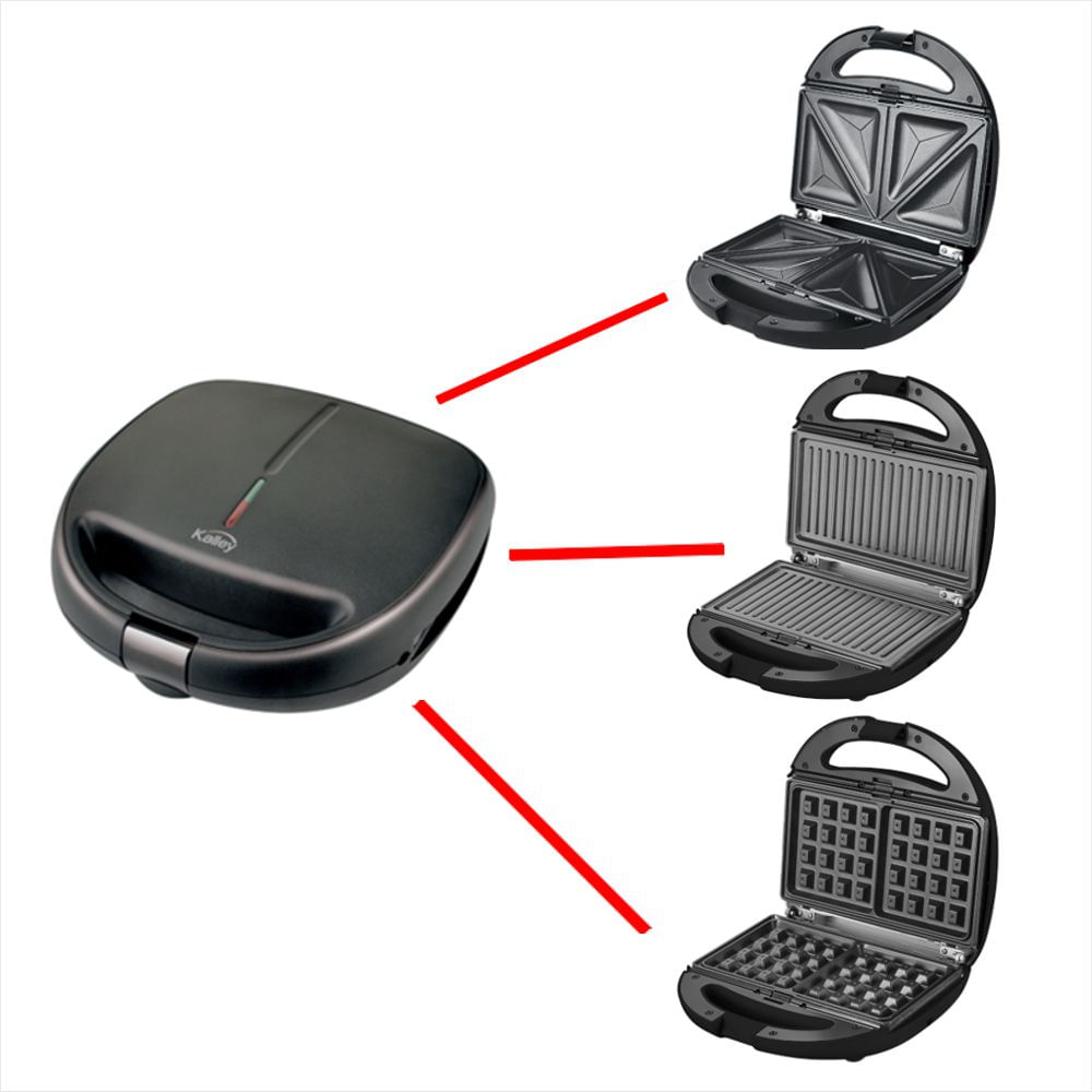 Sanduchera + Panini + Waflera 3 en 1 Kalley K-SM31 / Antiadherente