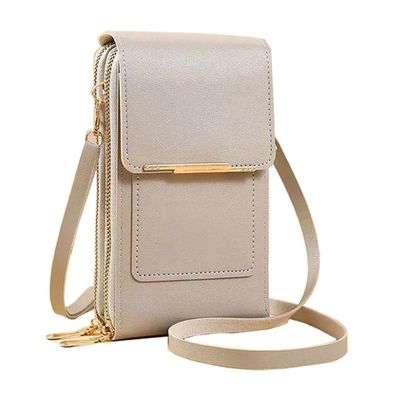 Bolso Billetera Porta Celular Tarjetero Panel Tactil Cruzado Bolsillos Gr