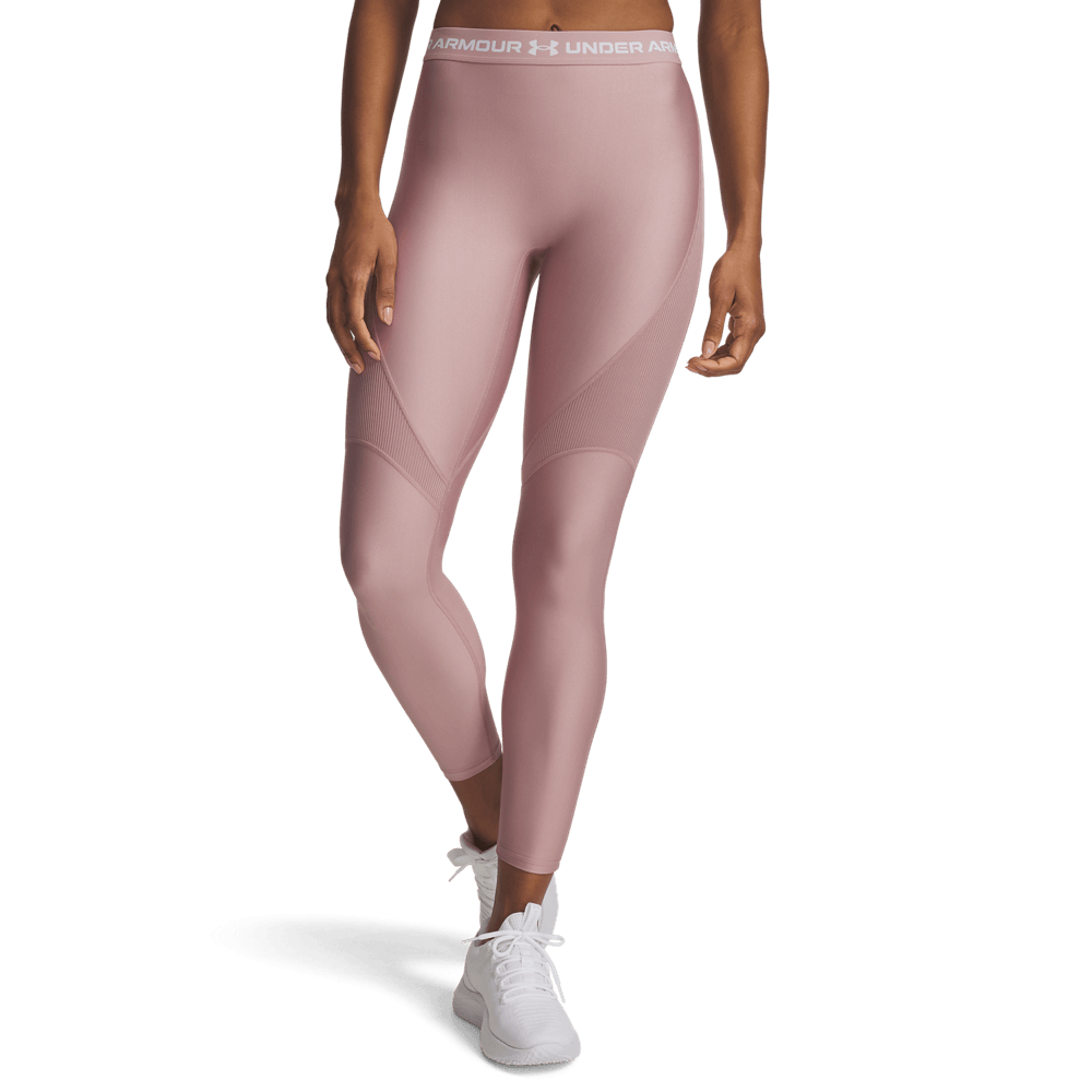 UA Hg Rib Legging Licra rosado de mujer para entrenamiento