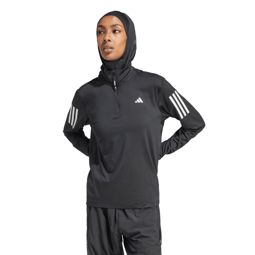 Adidas Chaqueta Own The Run Medio Cierre Fronta negro de mujer para correr