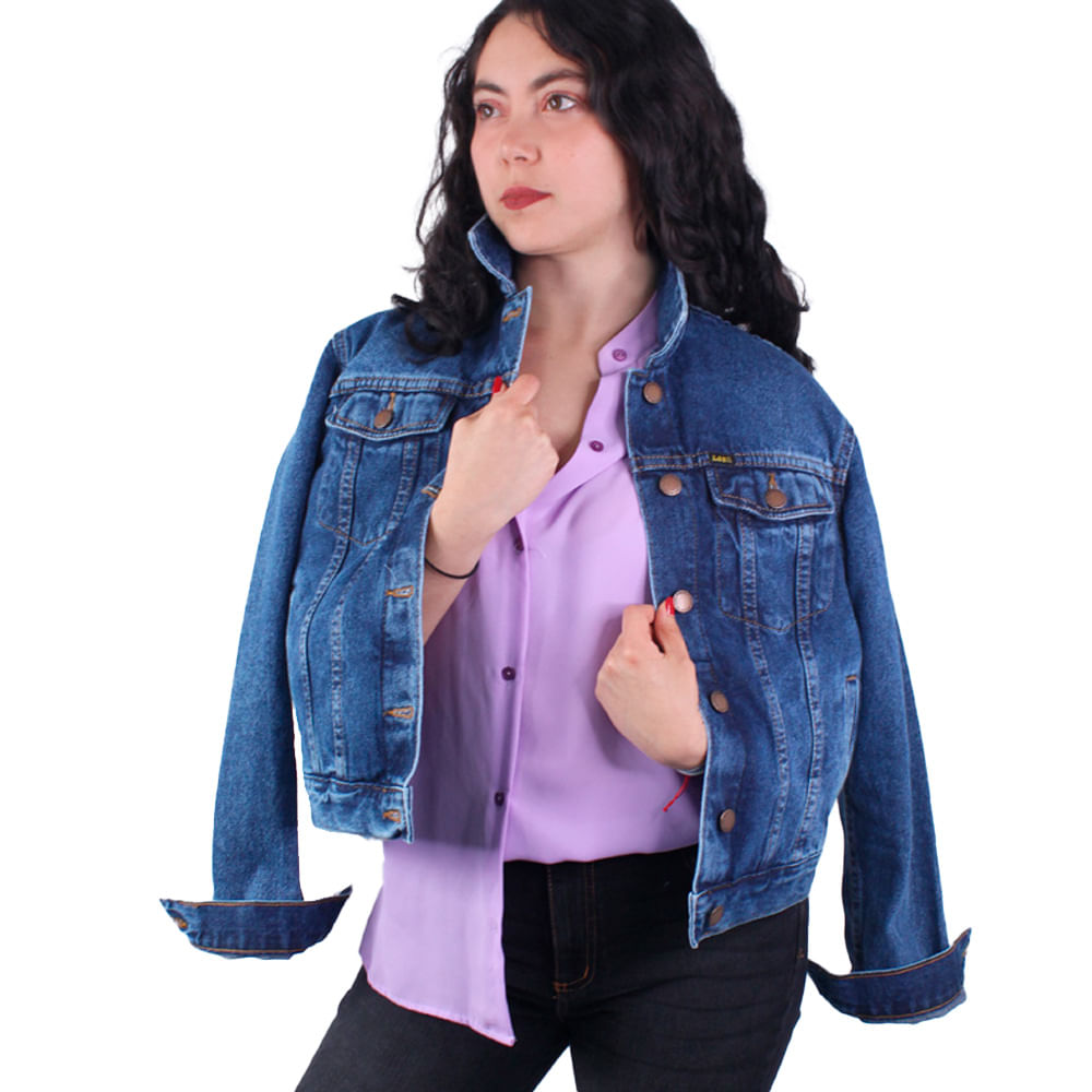 Chaqueta En Denim Clásica índigo oscuro Para mujer Lec Lee