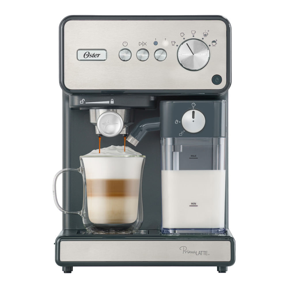 Oster Cafetera Automática de Espresso, PrimaLatte, Acero Inoxidable, BVSTEM6604SS