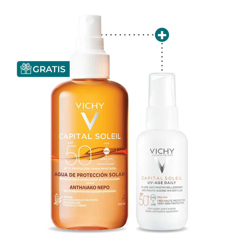 Kit Capital Soleil UV-Age SPF50+ 40 ml - Vichy Sin color + GRATIS Capital Soleil Agua Sol 200 ml +
