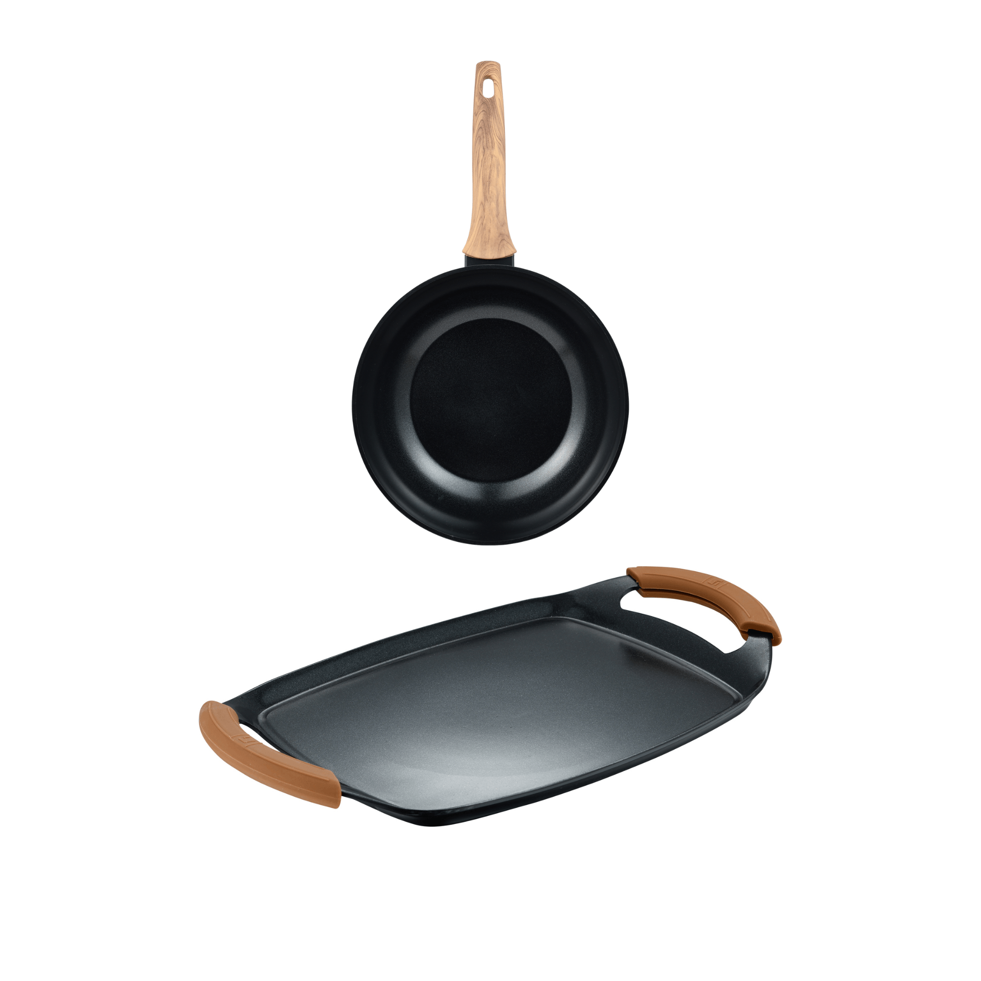 SET X 2 PIEZAS FUSION ALUMINIO FORJADO (WOK 26CMS Y ASADOR  36X23CMS)
