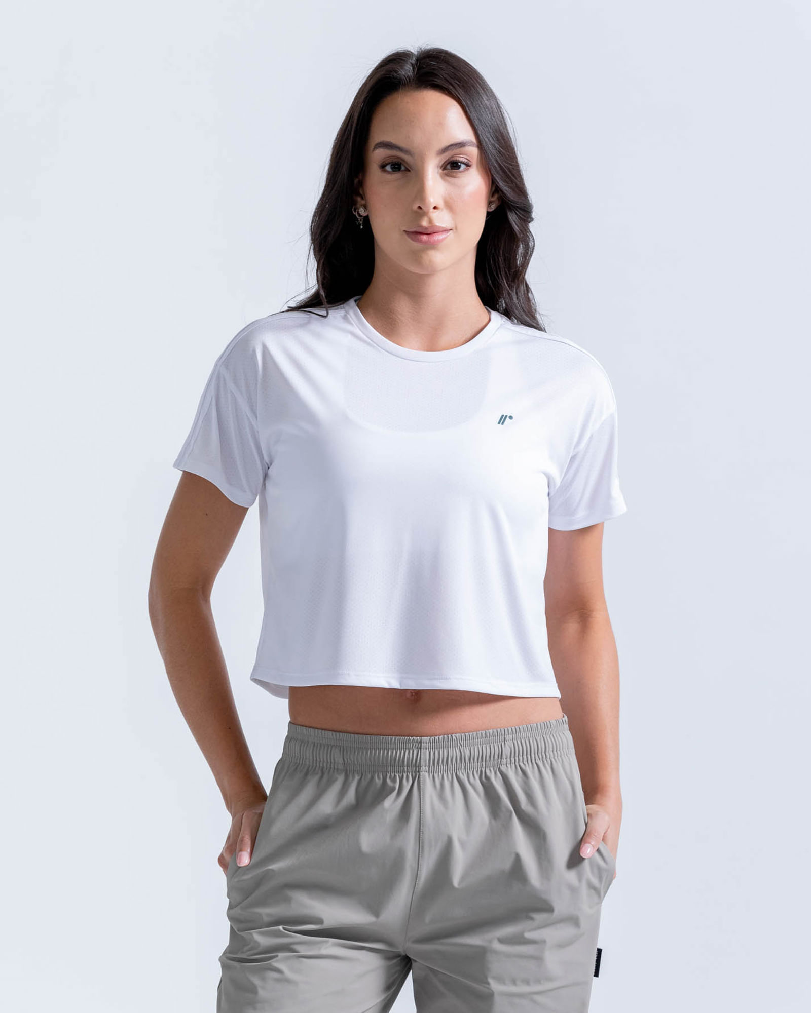 Camiseta En Malla Estampada En Espalda,  Color Blanco Para Mujer