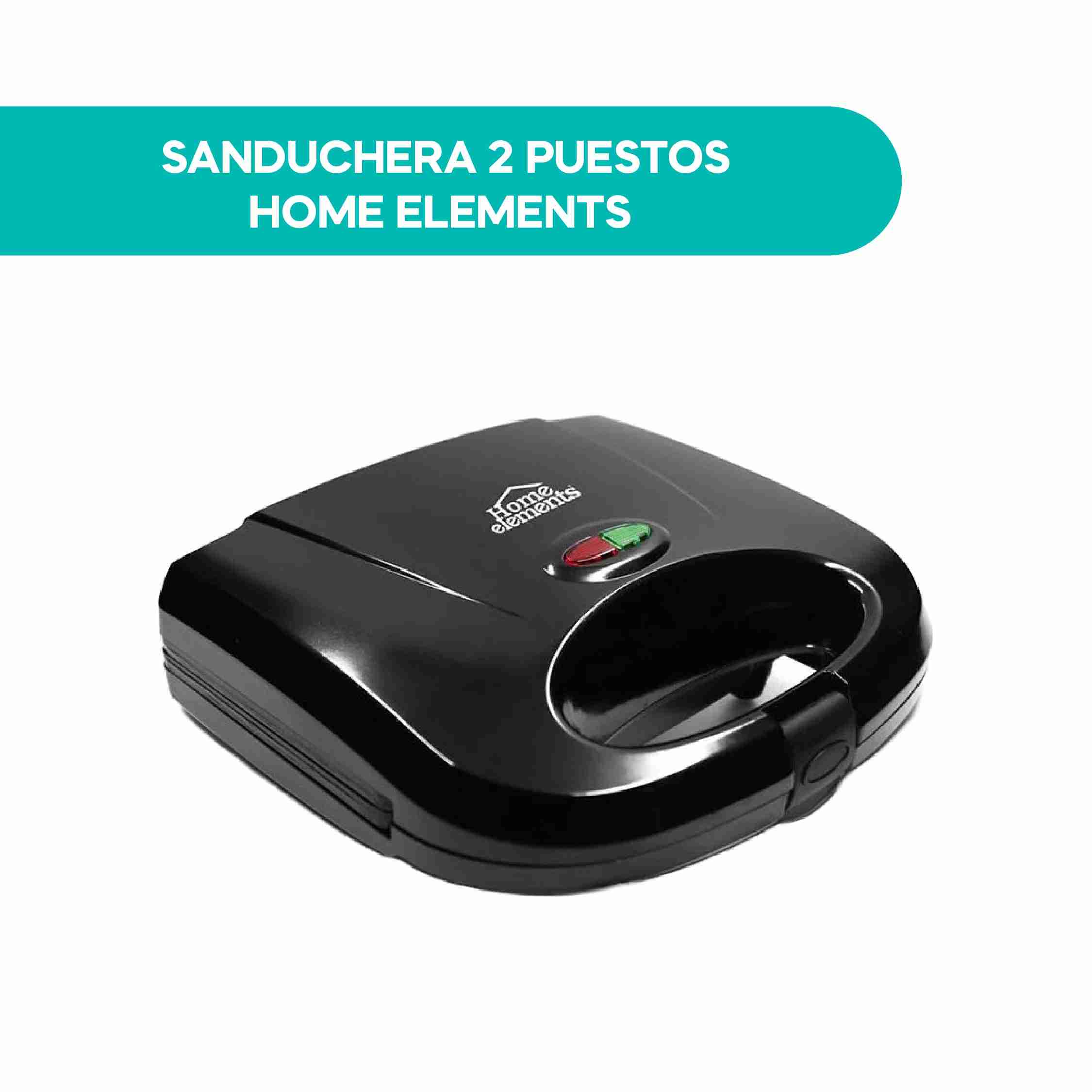 Sanduchera 2 Puestos Home Elements: Tostadora Eléctrica Antiadherente para Snacks Crujientes y Rápidos