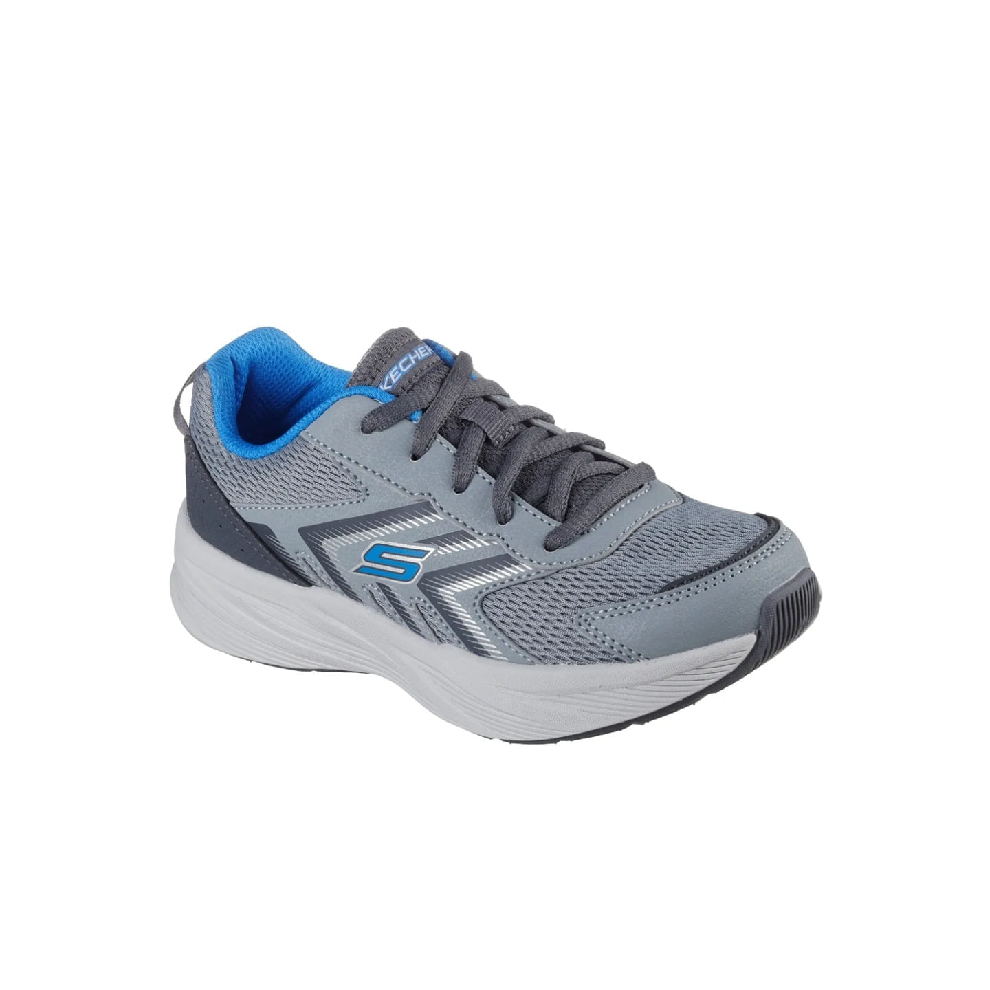 Tenis Skechers Niño Microspec Tread Cybrex 404116L-GYBL Gris Running