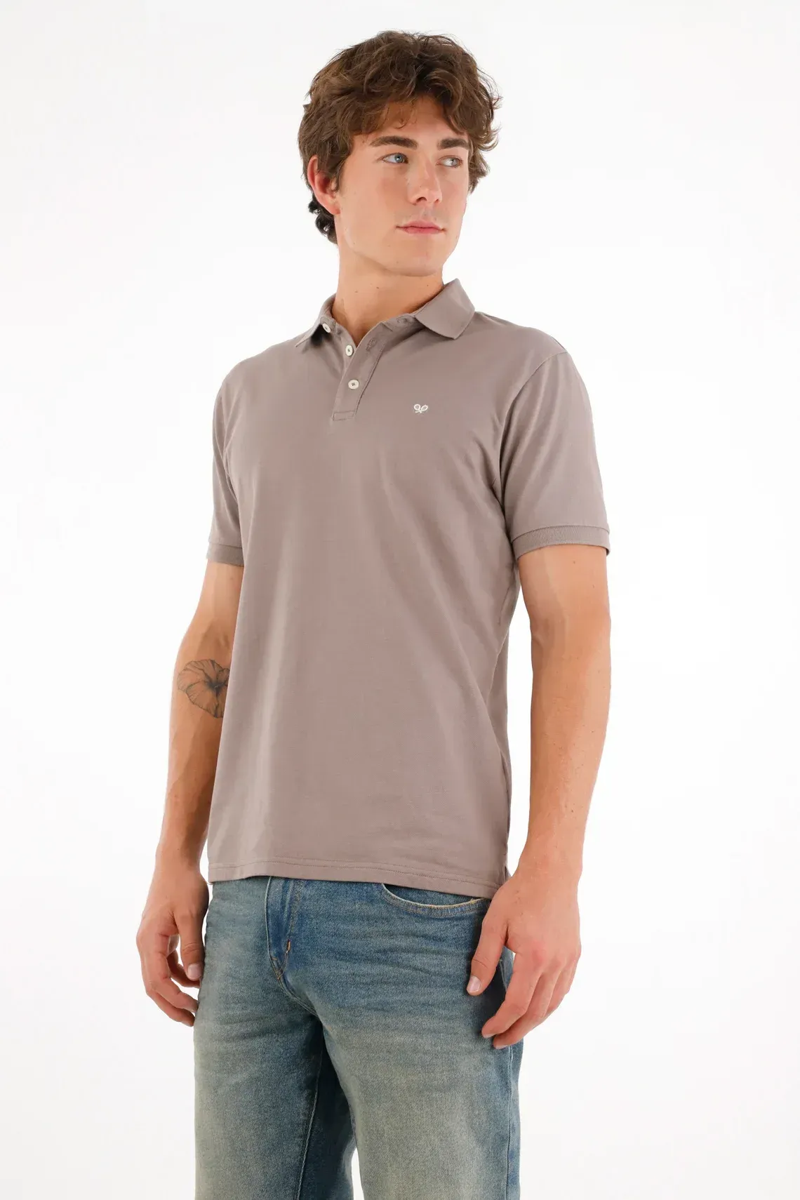 Polo con mini raqueta gris para hombre