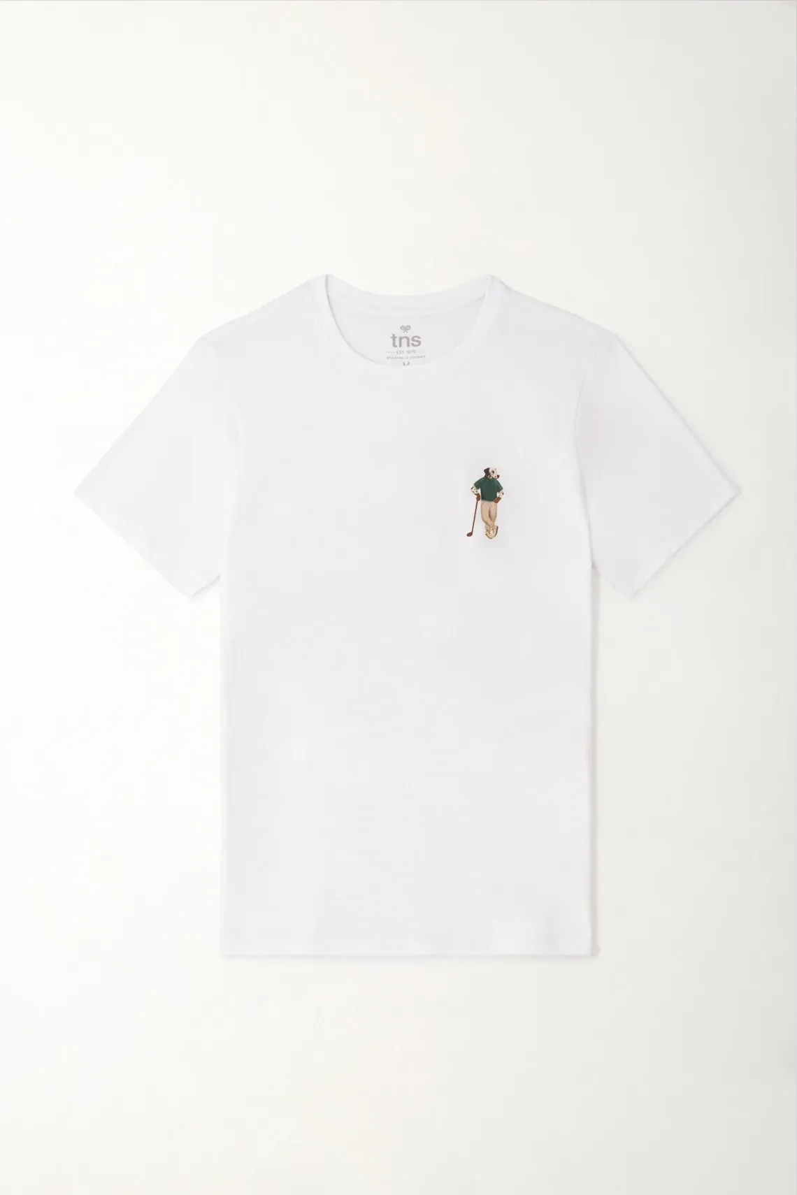 Camiseta básica con estampado en espalda blanca para hombre
