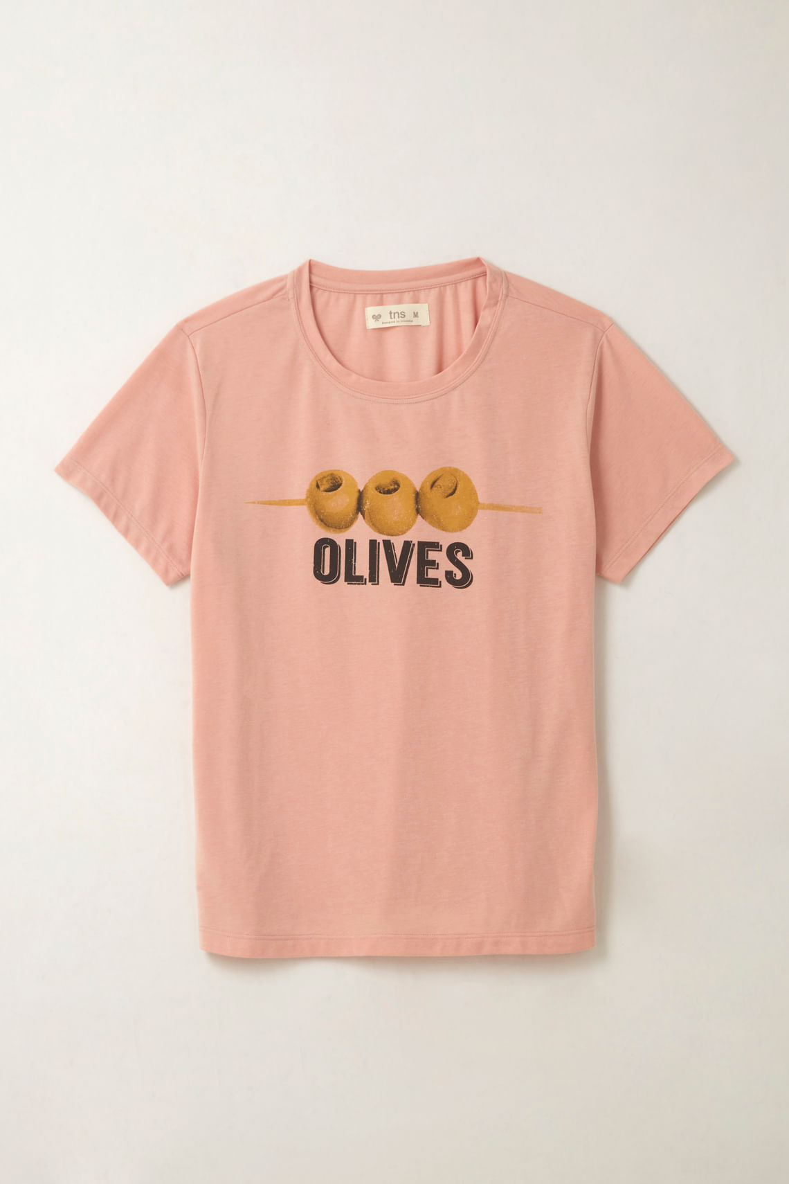 Camiseta con estampado localizado rosada para mujer