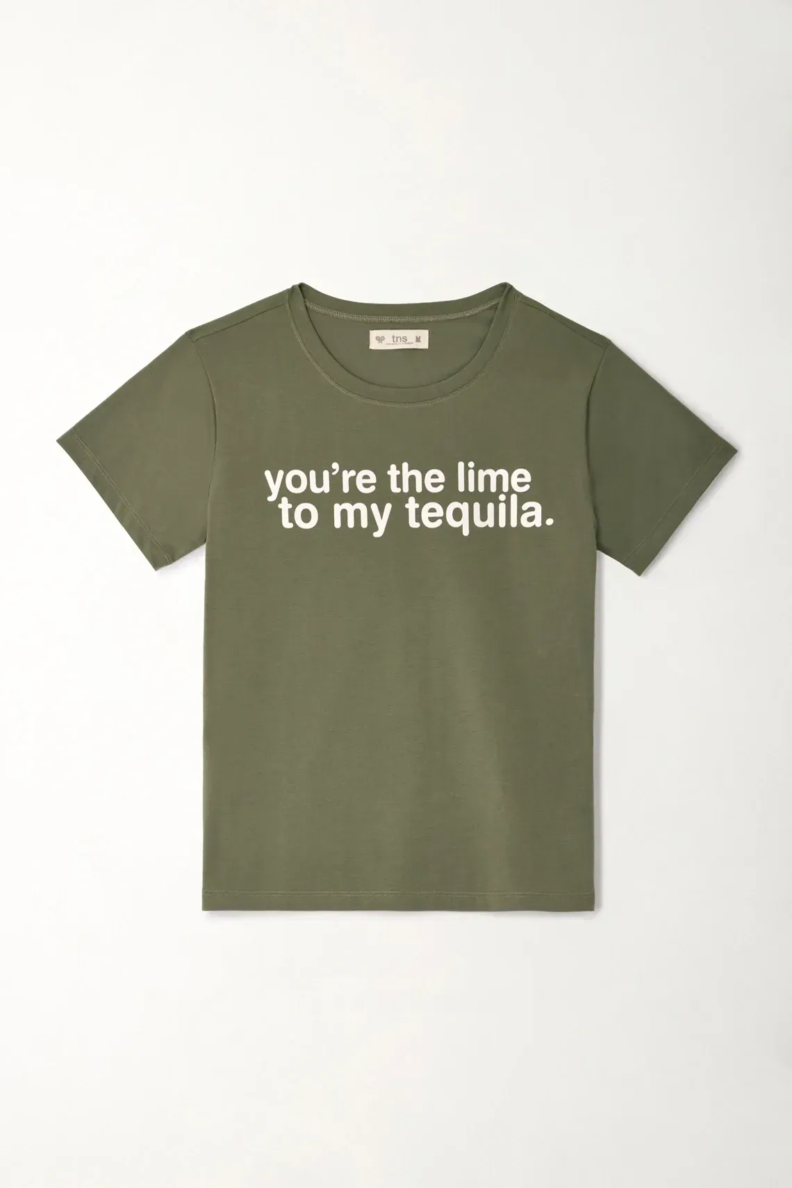 Camiseta básica con frase estampada verde para mujer