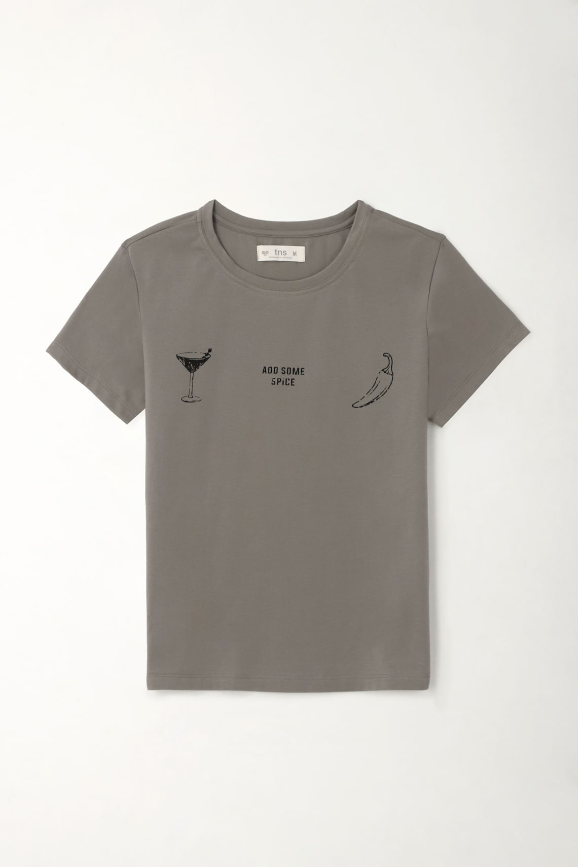 Camiseta básica estampada gris para mujer