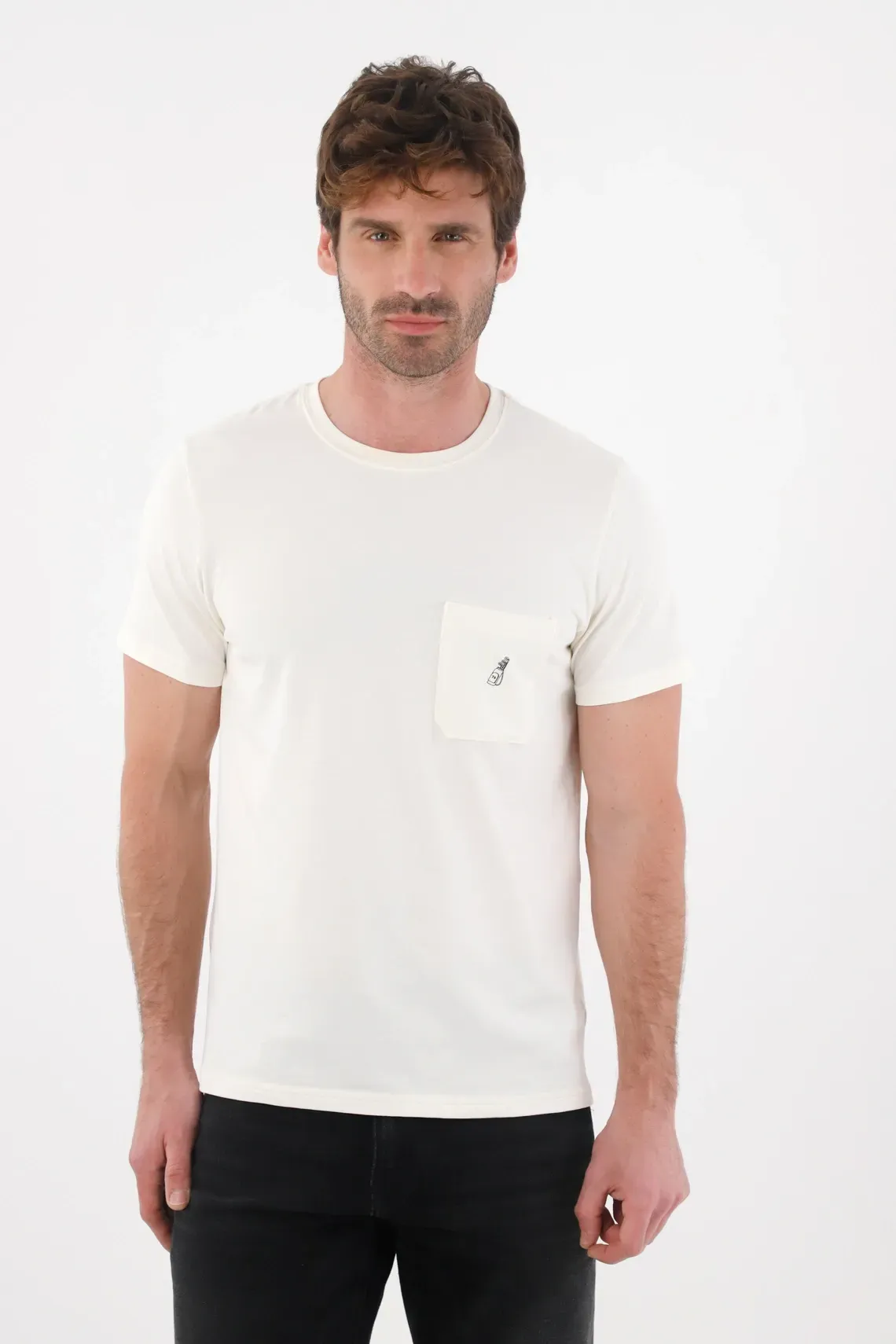 Camiseta básica con bolsillo y estampado crudo para hombre