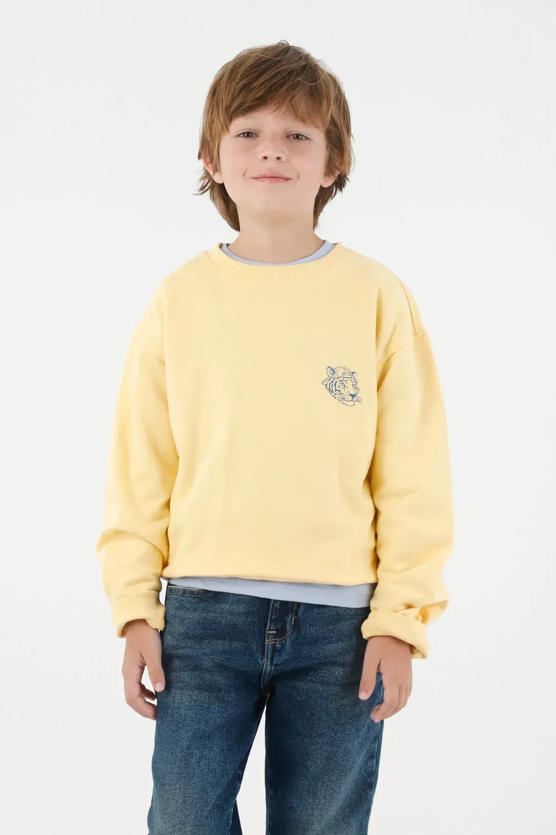 Buzo cerrado estampado amarillo para niño