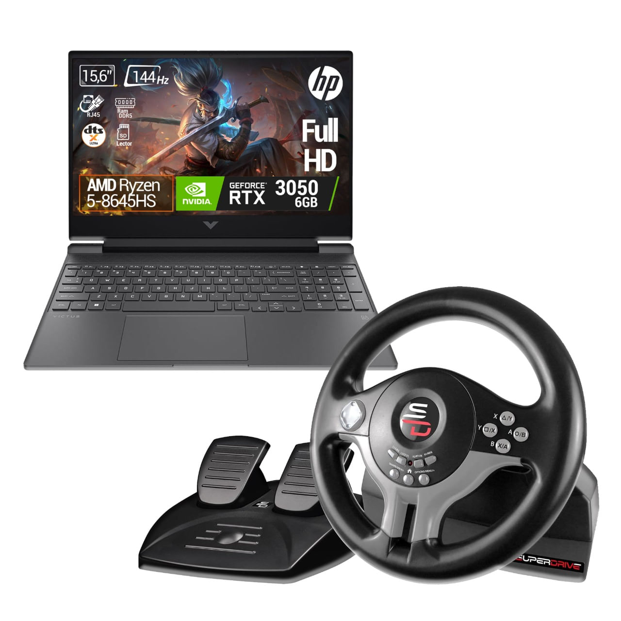 Computador Gamer HP Victus Fb2002la AMD Ryzen 5 - RAM 8GB - Disco SSD 512GB + VOLANTE