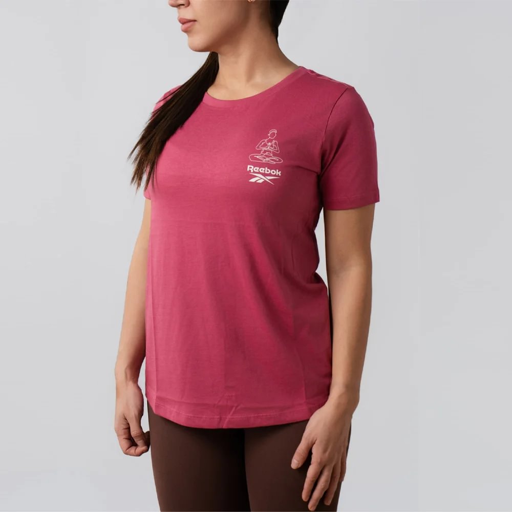 Reebok Yoga Graphic Tee Camiseta Manga Corta rosado de mujer para entrenamiento