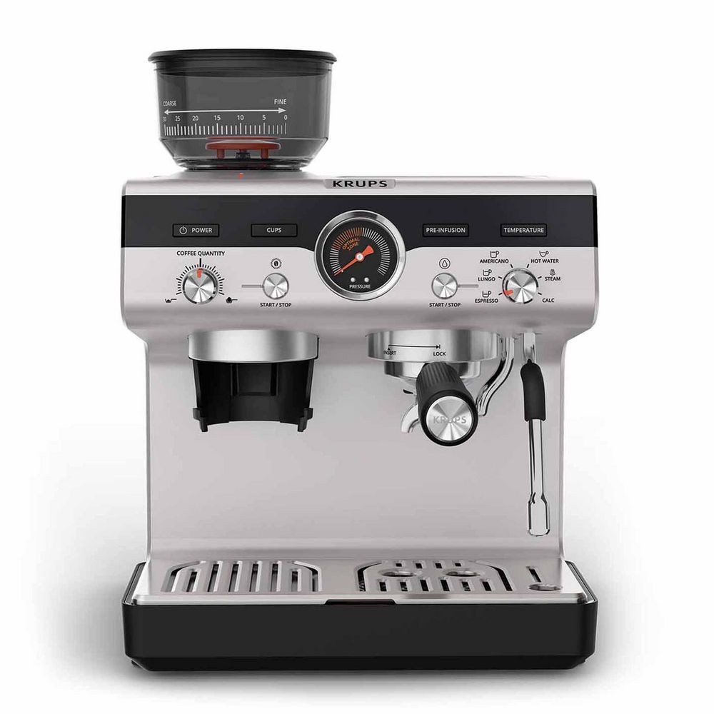 Máquina de Espresso Manual KRUPS Maq Espresso Manual con Molino XP801TU0 Gris 8010001356